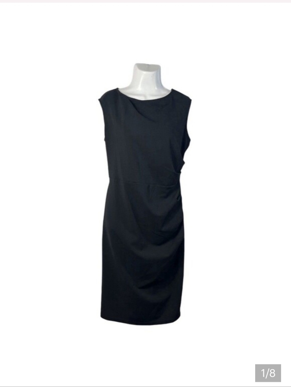 Miusol Dress XL Black Sleeveless Sheath Ruched Side Scoop Neck Midi Stretch